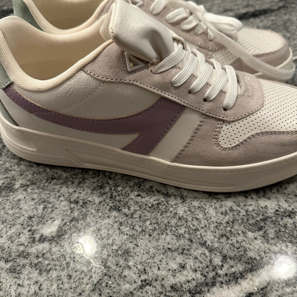 JustFab White and Lavender Sneakers